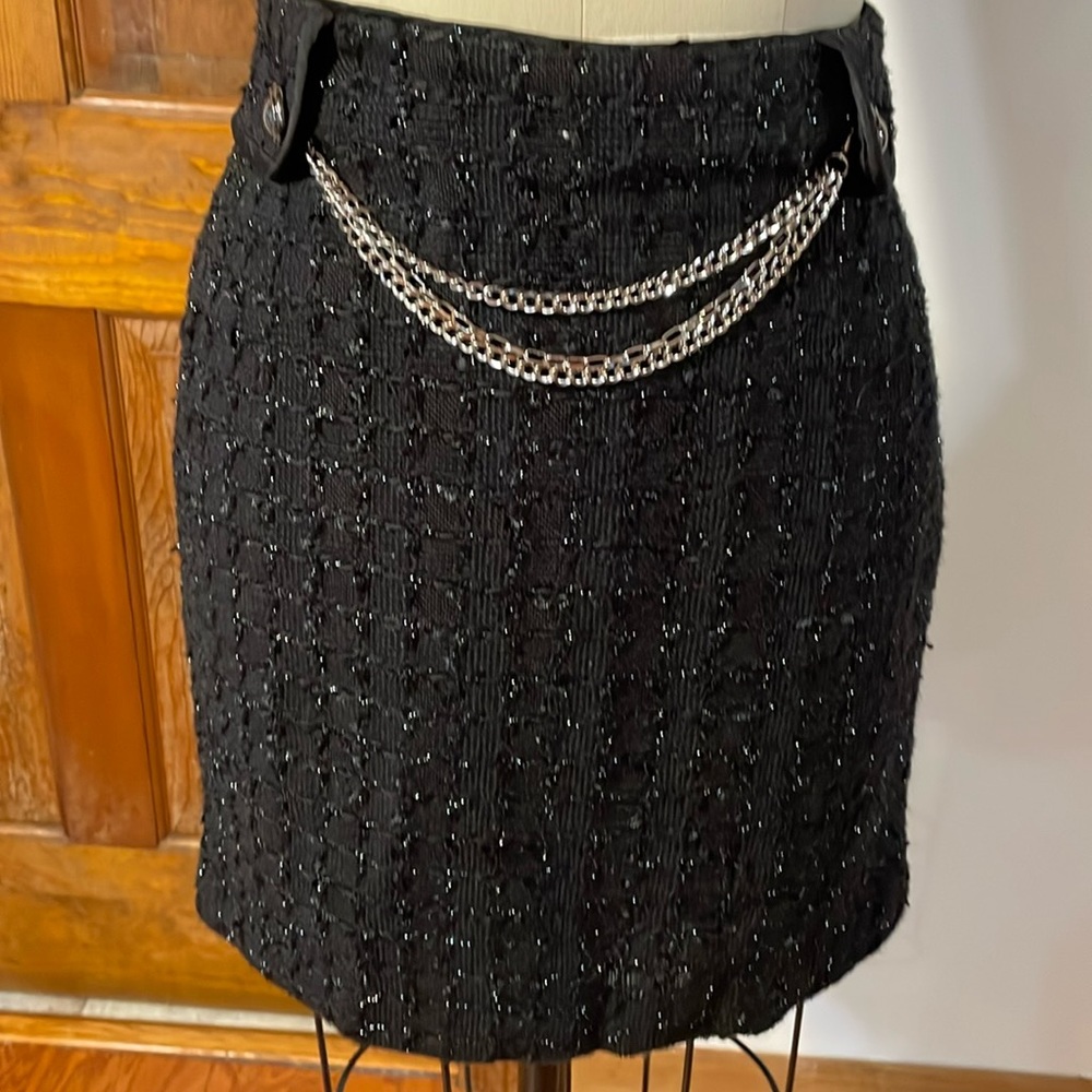 White house Black Market skirt.  Black shimmer fabric./ lined skirt with zipper